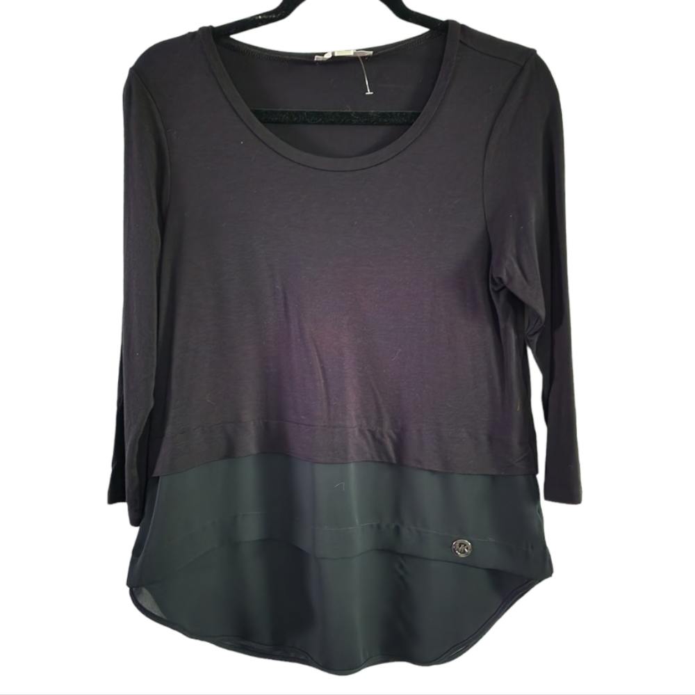 MK Long Sleeve Top with chiffon hem, size S.  NWOT